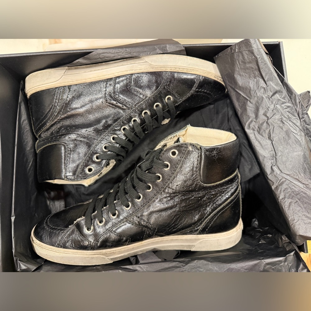 LIKE NEW with store receipt- Saint Laurent Black High-Top Sneakers - Picture 3 of 6